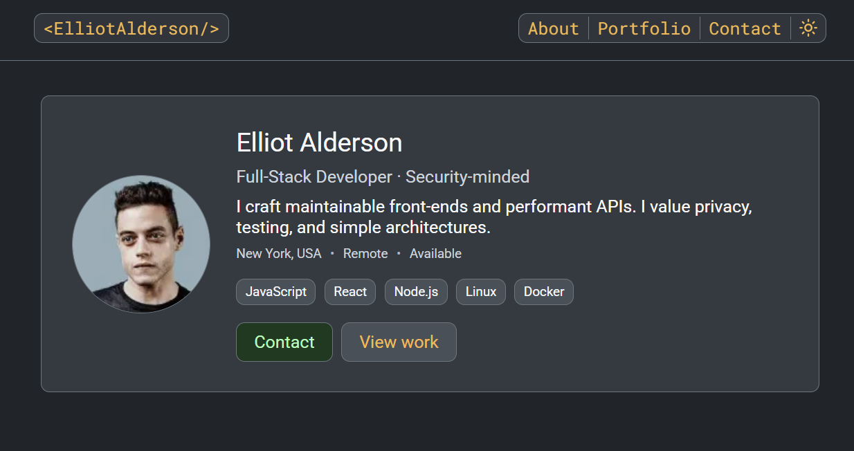 Captura del portfolio de Elliot